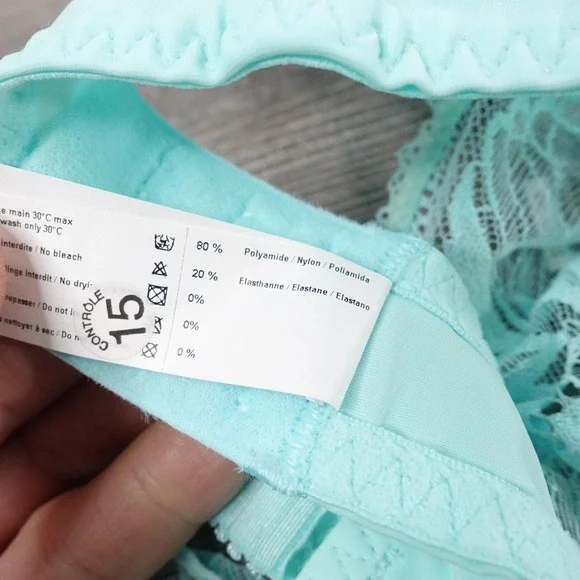 New! Simone Perele Balconette Bra Womens 36C Blue Lace Sheer Unlined Underwire - Picture 9 of 10